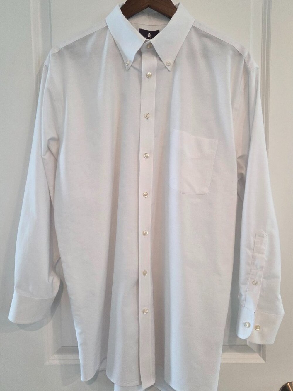 Stafford White long sleeve, button down, button collar Oxford style dress shirt